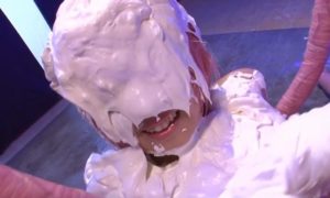 コスプレしたムチムチ女の子が触手で拘束メッシープレイ